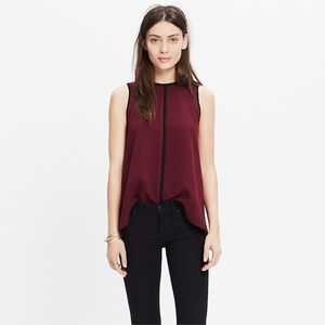 MadeWELL Crepe Canal Tank Maroon Crepe with Black Trim Women’s Size Med